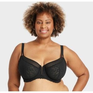 Auden Black Lace Unlined Comfort Wire Balconette Bra, 44D